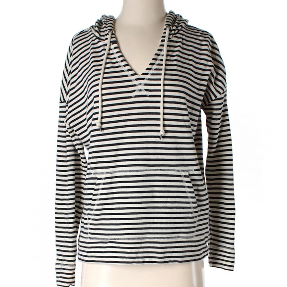 GAP Tops - GAP Stripe Pull Over Hoodie with Front Pocket